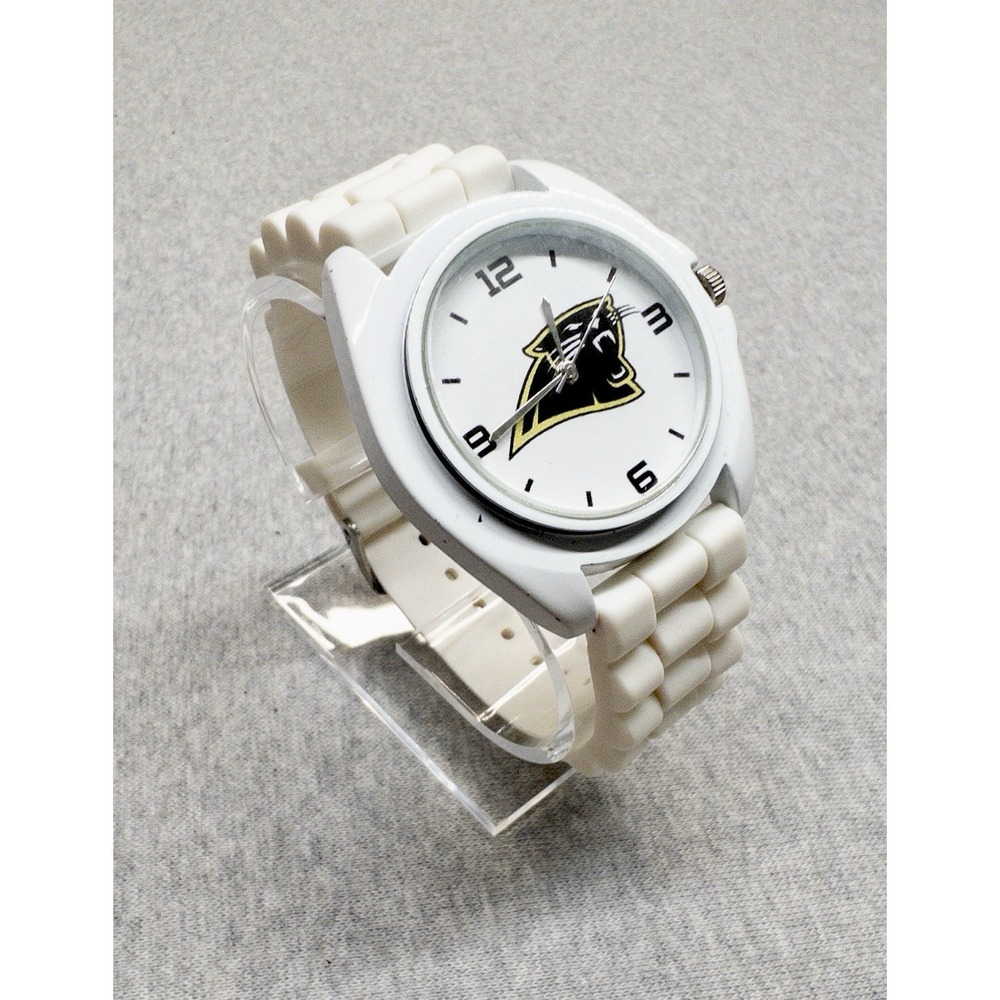 Panthers White Quartz Watch Resin Band 32mm New Battery